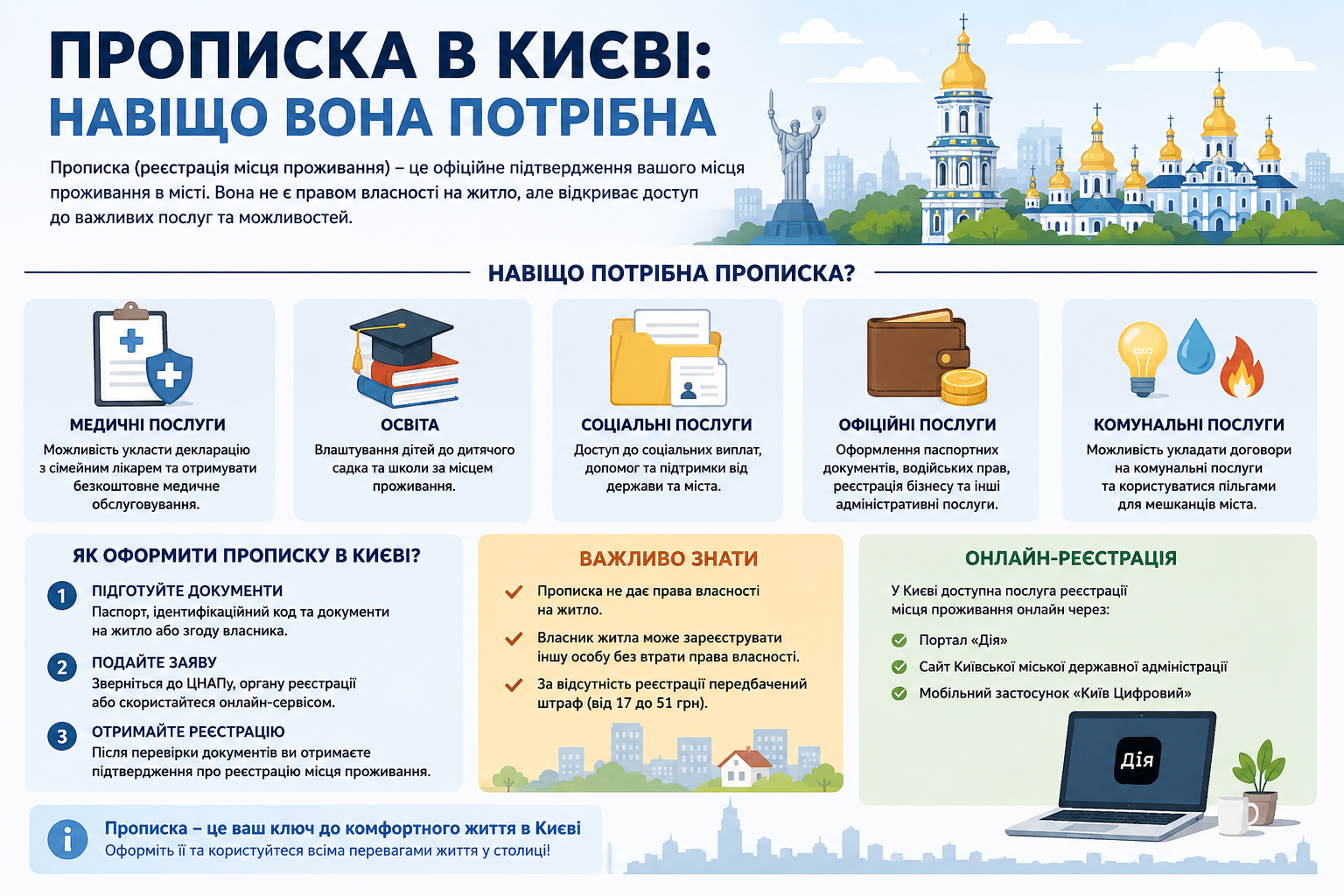 Навіщо потрібна реєстрація місця проживання («прописка») у Києві?
